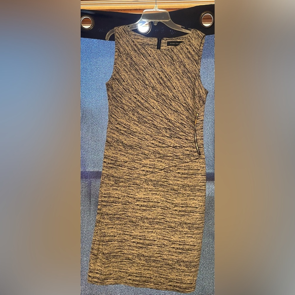 Ivanka Trump Black and Cream Midi Dress